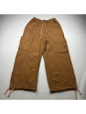 Wild Fable Pecan Brown Crinkle Cotton Cargo Lounge Pant XS